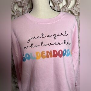 Gildan Goldendoodle Pink Crewneck Heavy Blend Sweatshirt Sz L